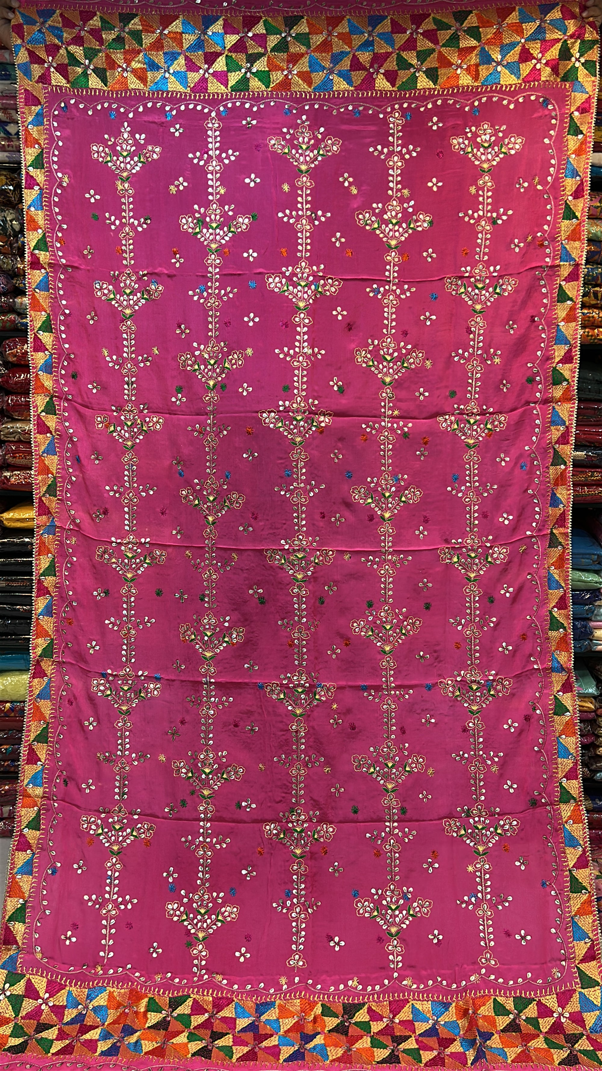 Phulkari Handmade Pure Chinon Gotta Patti Dupatta