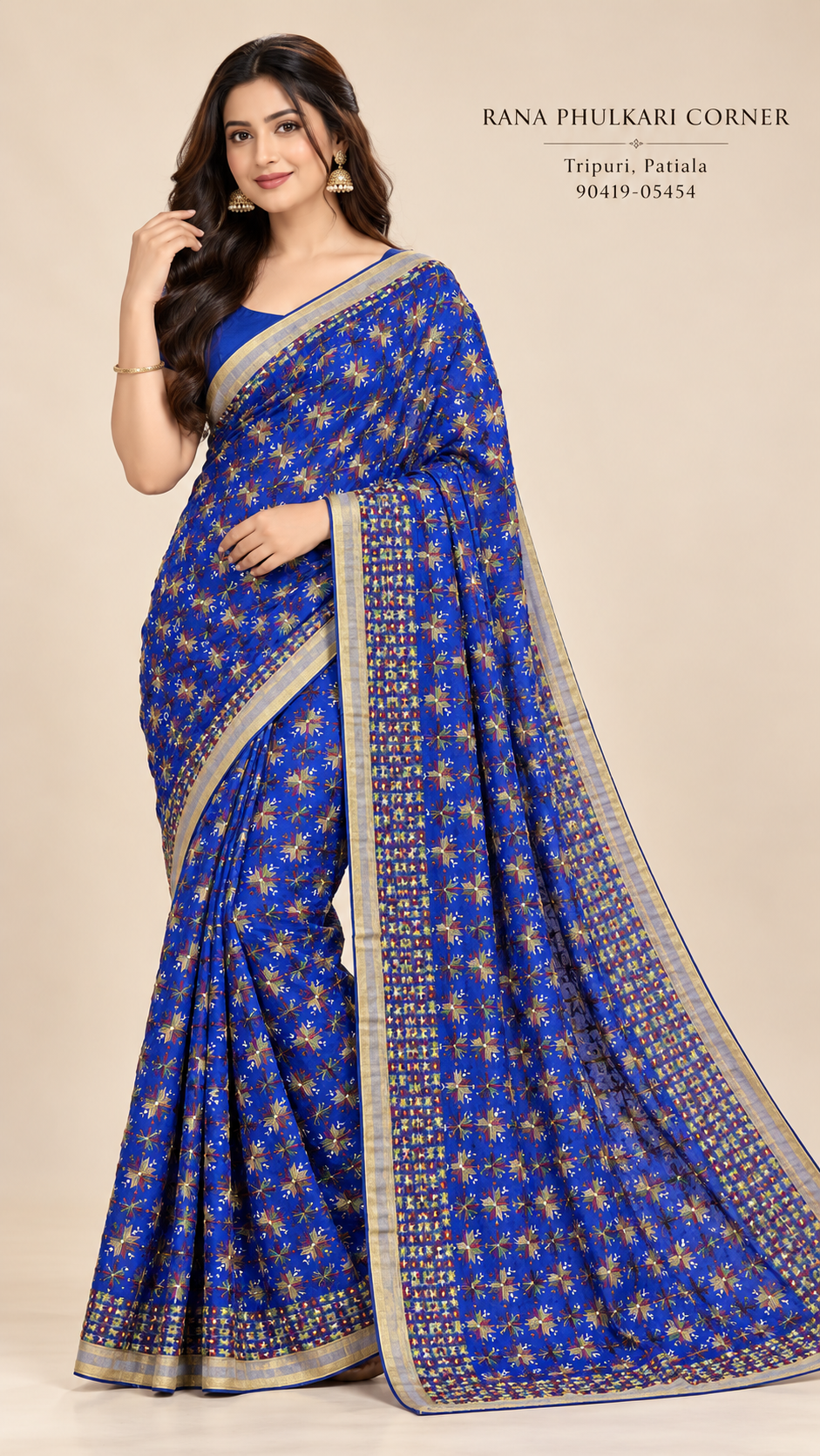 Phulkari Kanchan Jaal Saree ROYAL BLUE