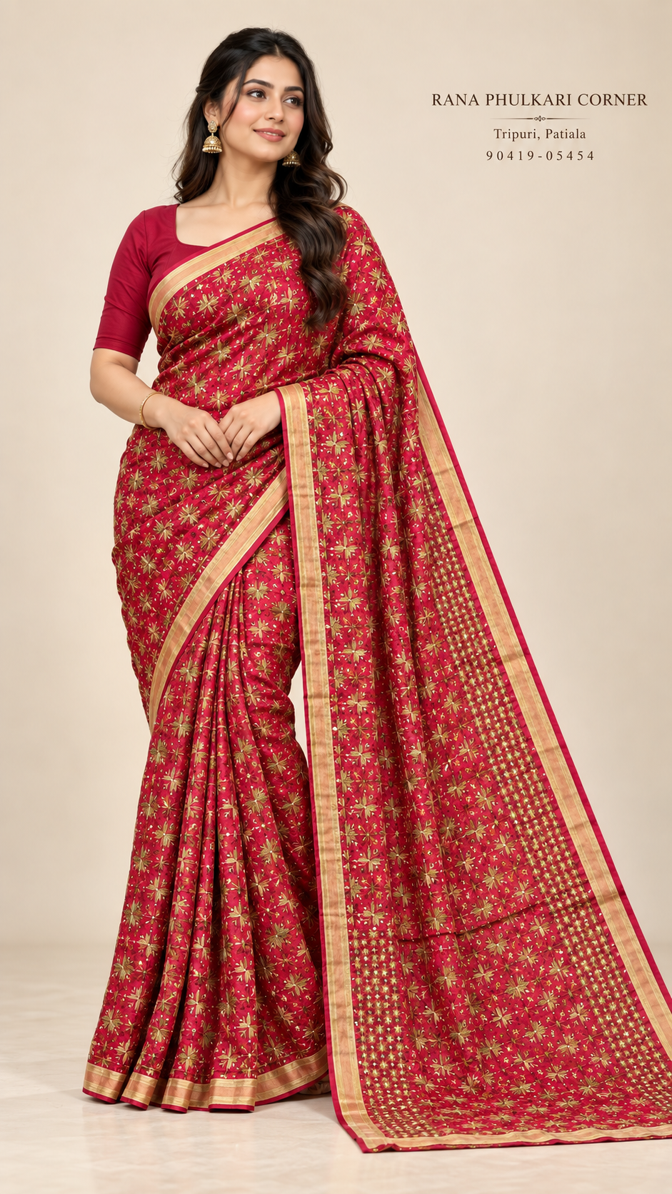 Phulkari Kanchan Jaal Saree RED