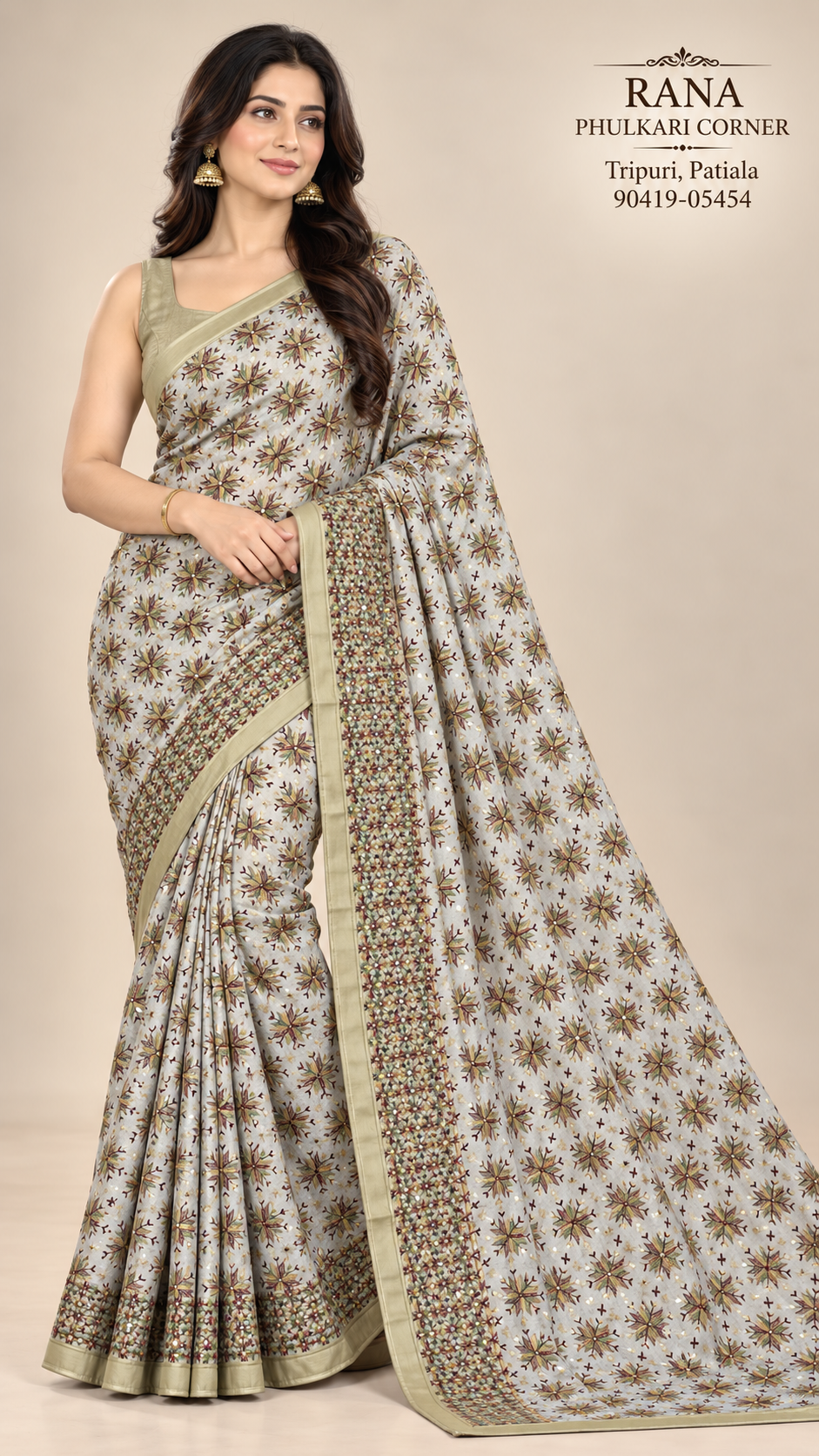 Phulkari Kanchan Jaal Saree WHITE