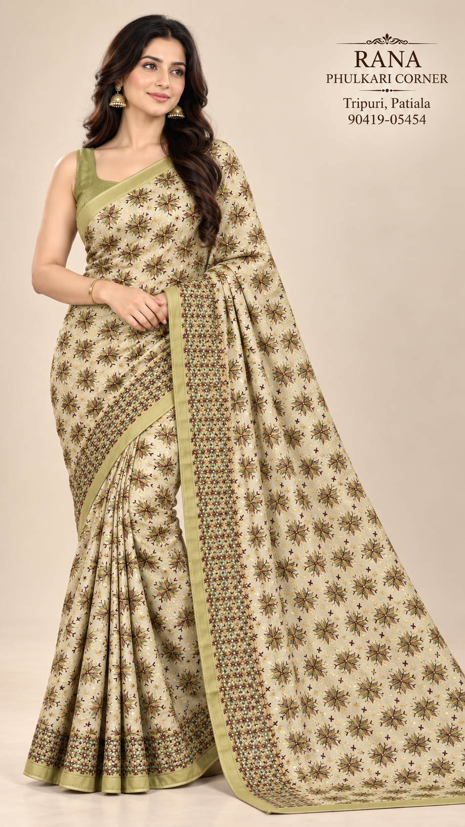 Phulkari Kanchan Jaal Saree skin golden