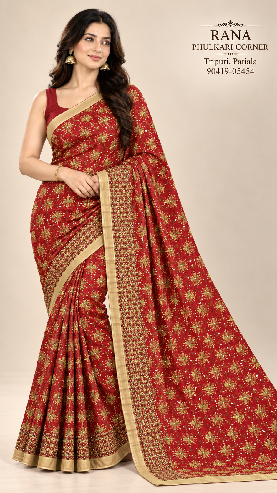 Phulkari Kanchan Jaal Saree Maroon