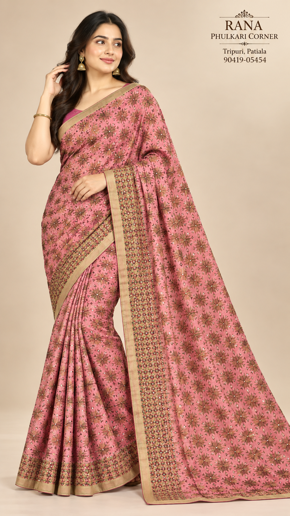 Phulkari Kanchan Jaal Saree Peach