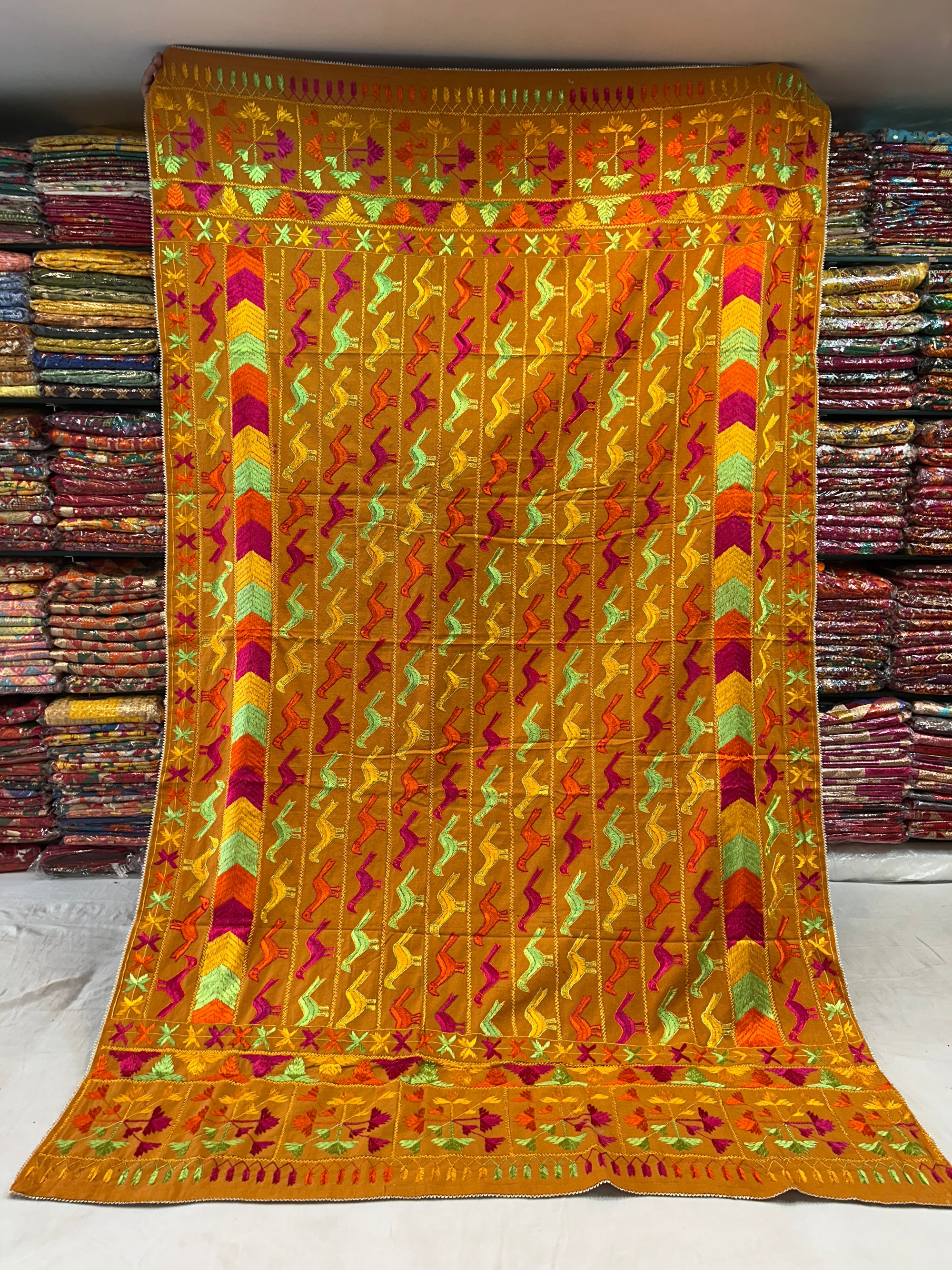 Phulkari Handmade Khaddar Bagh - Bird Design