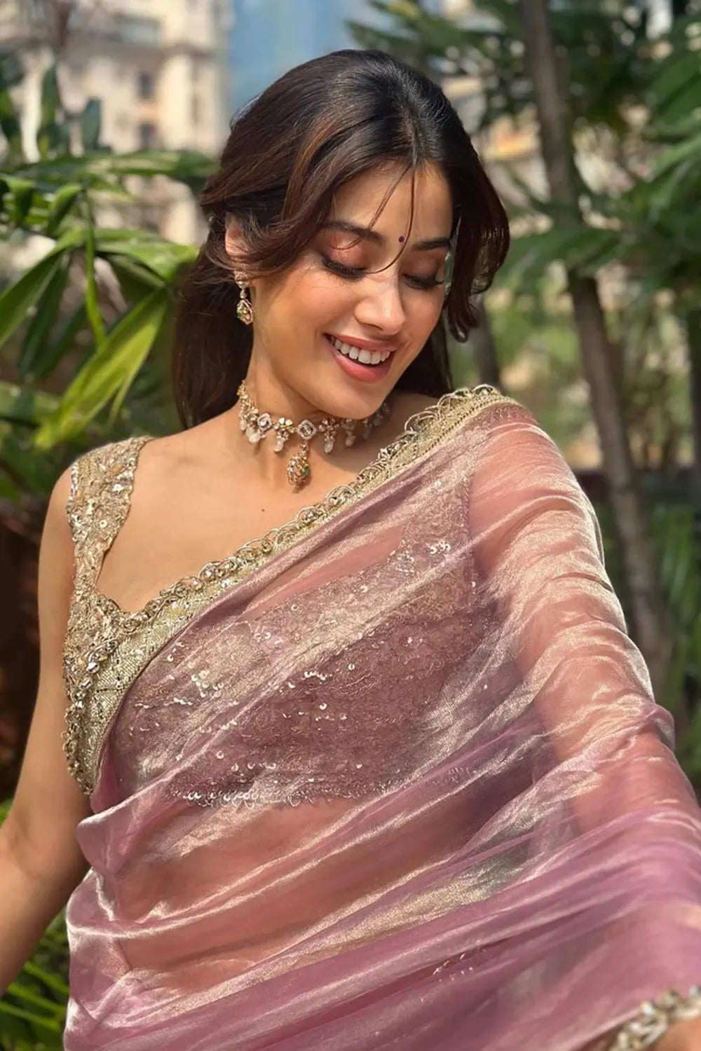 Pink Tissue Silk Saree