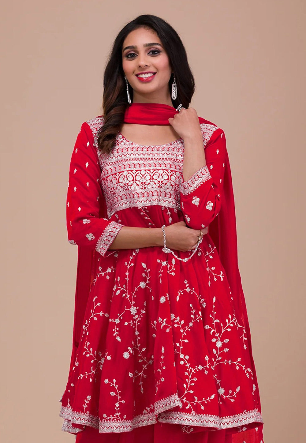 Red Silk Punjabi Suit